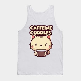 Caffeine & Cuddles - Cat Drinking Coffee Tank Top